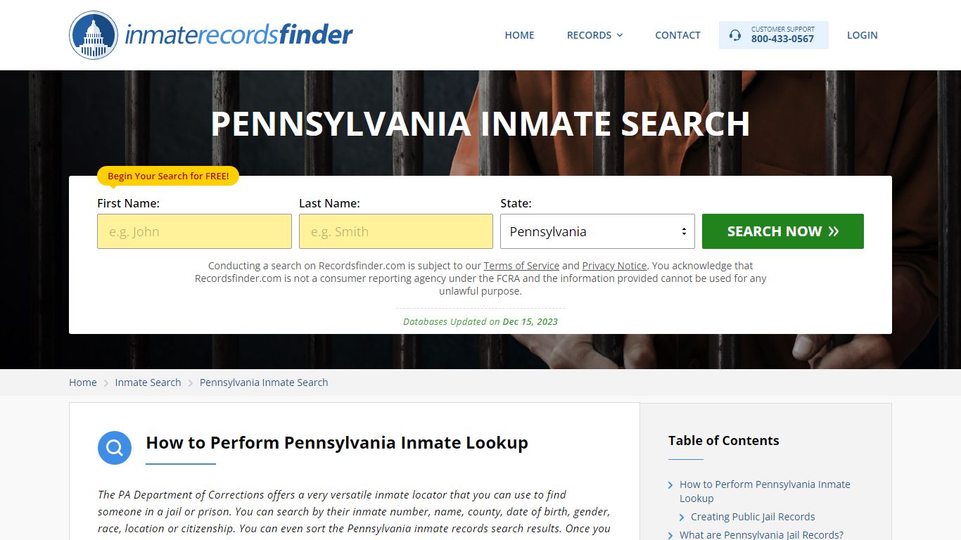 Pennsylvania Inmate Search - Jail & Prison Records Online